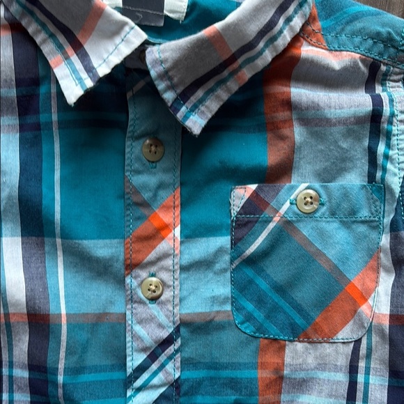 4/$20 Old Navy Kids Plaid Shirt - Blue, Orange, White, size 5T-school sale - Picture 3 of 7